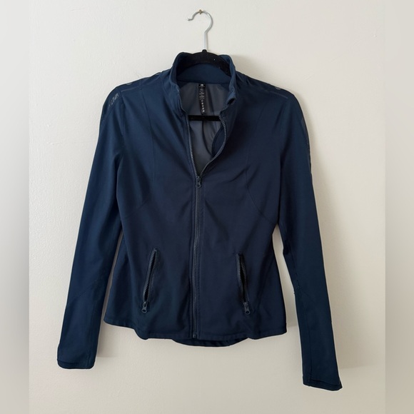 Athletic Zip-Up Jacket 90 Degree By Reflex Navy Blue Sheer Mesh Panels Size M - Picture 14 of 14